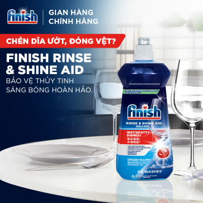 Combo Finish tiện lợi 3: Túi 100 Viên Rửa Bát All In 1+ Nước Làm Bóng Finish 500ml +Dung Dịch Vệ Sinh Máy Finish 250ml