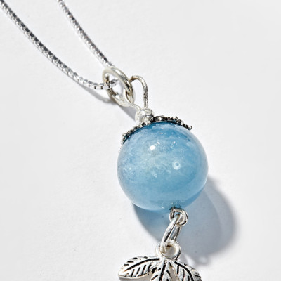 Dây Chuyền Mặt Đá Hải Lam Ngọc Phối 3 Lá Bạc Ngọc Quý Gemstones