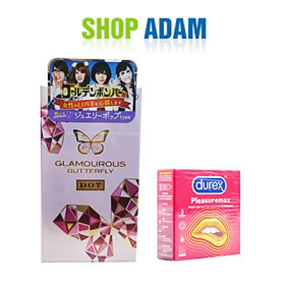 Bao Cao Su Gai Jex Glamourous Butterfly Dot Type (H8) - Kèm BCS Có Gai Durex Pleasuremax (H3) - 100% Hàng Chính Hãng - Che Tên Sản Phẩm