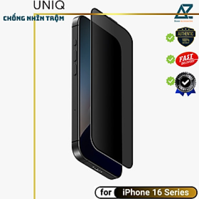 Miếng Dán Cường Lực Chống Nhìn Trộm Kèm Khung Dán UNIQ OPTIX PRIVACY cho iphone 17/ 17 air/ 17 pro/ 17 pro max/ iPhone 16 /16 Plus/ 16 Pro/ iPhone 16 ProMax_ Hàng chính hãng