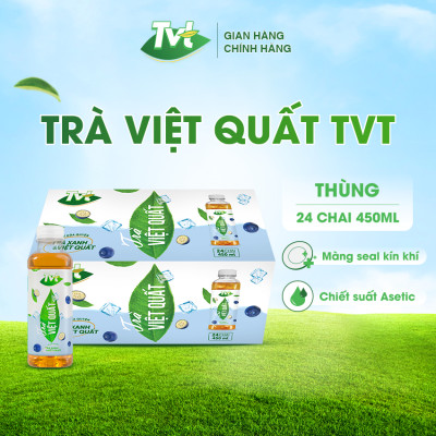 [Thùng 24 chai 450ml] Trà Việt Quất TVT tinh chất Việt Quất và Trà xanh, chống oxy hóa, thanh nhiệt giải phóng độc tố cơ thể