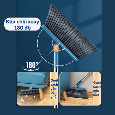 Chổi Nhựa Quét Nhà 2in1 Thông Minh Kèm Hót Rác Cán Dài Gấp Gọn Tiện Dụng