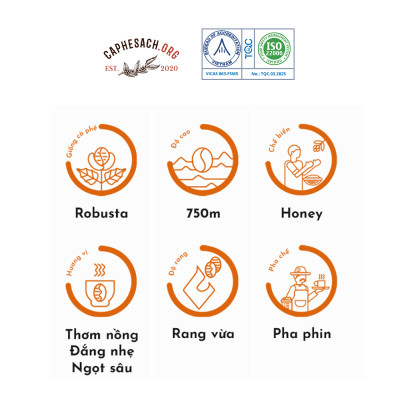 Cà Phê 100% Robusta Honey Nguyên Chất | Rang Vừa | Hương chocolate & caramel | Pha cà phê đen