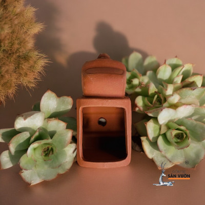 Chậu Gốm Đất Nung Mini Hình CHiếc Xe Lam