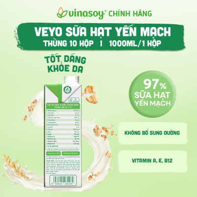 Thùng Veyo sữa hạt yến mạch (10 hộp x 1 Lít)