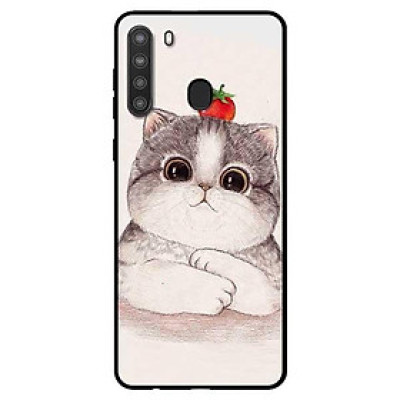 Ốp lưng dành cho Samsung Galaxy A21 mẫu Mèo Và Cà Đỏ