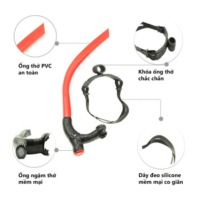 Ống Thở Lặn Chuyên Nghiệp Cleacco Với Dây Đeo Silicone Mềm Mại Co Giãn - Hàng Chính Hãng