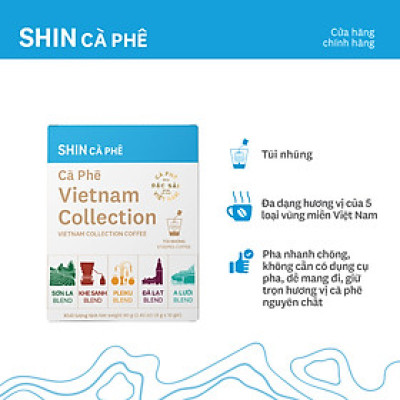 Cà phê VN Collection - SHIN Cà Phê - Túi Nhúng - Hộp 10 gói