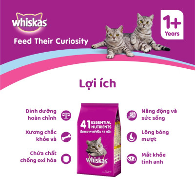 Đồ Ăn Cho Mèo Lớn Whiskas Vị Cá Biển Túi 480g
