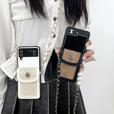 Ốp Lưng Cho Samsung Galaxy Z FLip 6 / Z Flip Vải Bố Dạng Ví Có Dây Đeo Dài - BUM STORE GALAXY CASE