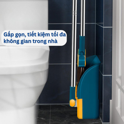 Chổi Nhựa Quét Nhà 2in1 Thông Minh Kèm Hót Rác Cán Dài Gấp Gọn Tiện Dụng