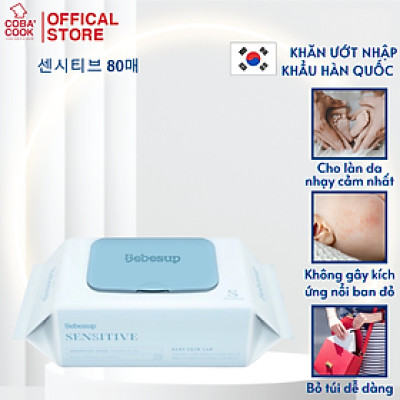 Khăn Ướt Hàn Quốc Sensitive Gói 80 Tờ Thương Hiệu Bebesup