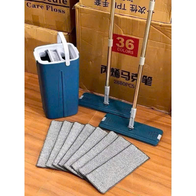 Bộ Cây Lau Nhà tự vắt (1 Thùng + 2 Cây Lau + 8 Bông Lau), Chổi Lau Nhà Tự Vắt Thông Minh Đầu Xoay 360 Độ tiện lợi - HÀNG CHÍNH HÃNG MINIIN