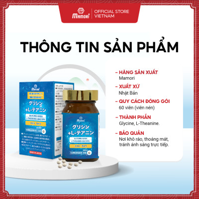 Combo 2 Hộp Viên uống MAMORI Glycine L-Theanine giúp giảm căng thẳng - stress, Hỗ trợ ngủ ngon, ngủ sâu giấc (60 Viên)
