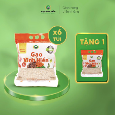 Đặc sản Tiền Giang - Combo 6 túi Gạo Lứt VietGAP 2kg tặng thêm 1 túi Lứt VietGAP 2kg - Đạt chuẩn VietGAP và OCOP 4 sao