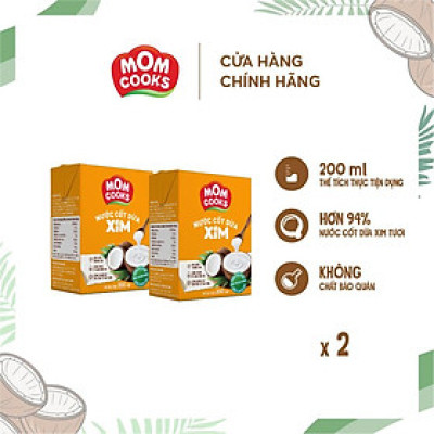  Combo 2 Hộp Nước Cốt Dừa Mom Cooks 200ml/Hộp