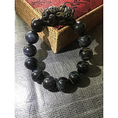 VÒNG TỲ HƯU HÚT TÀI LỘC 14LY ĐÁ MẮT HỔ  MÀU XANH ĐEN ĐÁ THIÊN NHIÊN NAM MỆNH THUỶ MỘC CUNG SANH