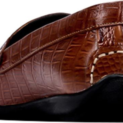 Giày Tây Nam Vân Cá Sấu Huy Hoàng HT7129 - Nâu