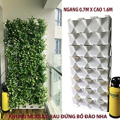 Khung Vườn Đứng Cây Ban Công (Bộ 8 tầng Module Vertical + 1 Tray nước nhập khẩu Bồ Đào Nha (không kèm tưới) dùng trồng cây xanh treo tường dạng đứng