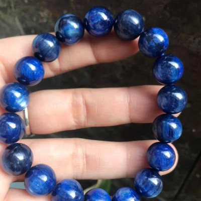  CHIẾC LẮC TAY ĐÁ KYANITE HÀNG CAO CẤP ĐÁ THIÊN NHIÊN  SIZE 11LY5 MÀU XANH DƯƠNG ĐẬM ĐẸP TUYỆT VỜI  DÀNH CHO NỮ MỆNH THỦY MỆNH MỘC 