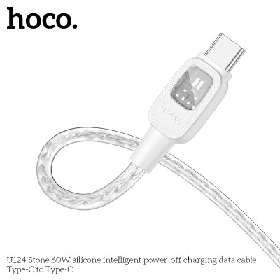 Cáp Sạc Và Truyền Dữ Liệu Sạc Tắt Nguồn Thông Minh Silicone Dành Cho Hoco U124 Type C To Type C 60W Dây Dài 1.2M Hàng Chính Hãng