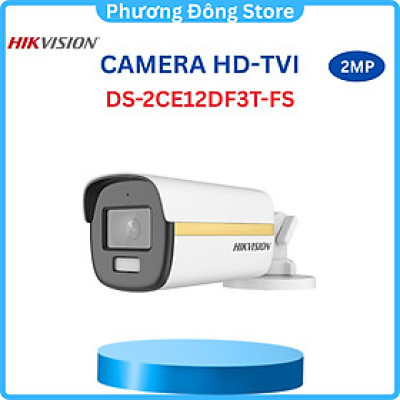Camera analog TVI colorVu Hikvision DS-2CE12DF3T-FS 2MP, tích hợp mic thu âm, có màu ban đêm - Hàng chính hãng