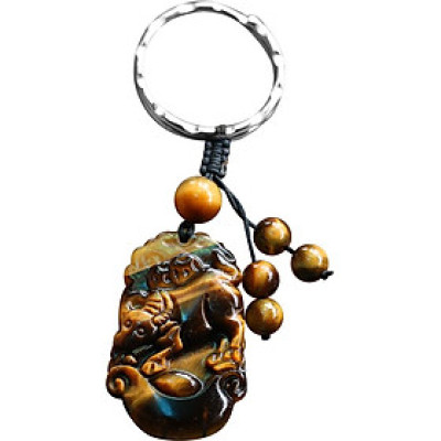 Móc Khóa 12 Con Giáp (Tuổi Sửu) Đá Mắt Hổ Ngọc Quý Gemstones MD37