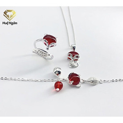 Combo dây chuyền ,lắc tay và nhẫn bạc Ý 925 Huệ Ngân - Hồ ly may mắn PP1561-RYB140126-RR1618