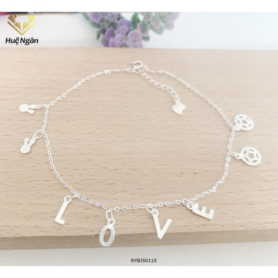 Lắc chân bạc Ý 925 Huệ Ngân - Love and Star RYBJ50115