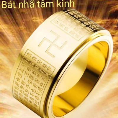 Bộ vòng, nhẫn, mặt dây chuyền bát nhã tâm kinh thép titan - Ngọc Quý Gemstones