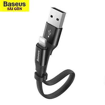 Cáp sạc Baseus Light-ning Portable 23cm CALMBJ-B 2A, Fast Charging USB to I-P - Hàng Chính Hãng