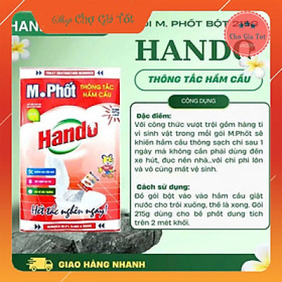 Bột thông tắc hầm cầu bể phốt Hando 215Gr [Đổ định kì để bồn cầu ko tắc]
