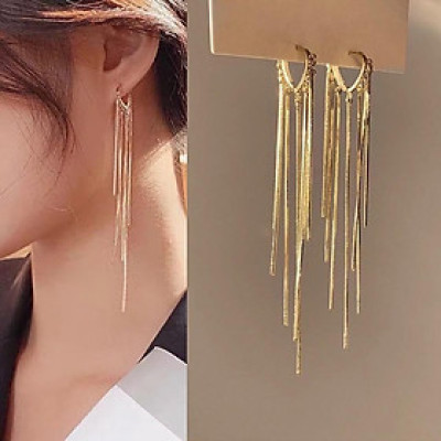 Earrings nữ đeo tai tua rua kim loại cao cấp