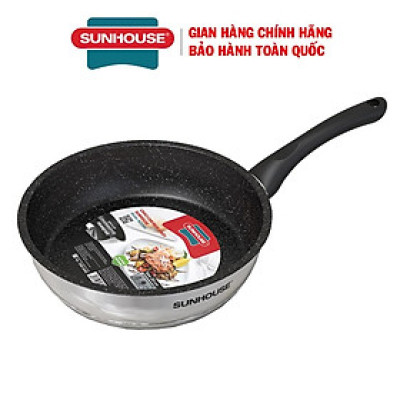 Chảo cạn Inox 5 đáy SUNHOUSE IN28M4, Đường kính 28 cm, Đáy 5 lớp truyền nhiệt tốt, 3 lớp chống dính bền, cao cấp - Hàng chính hãng