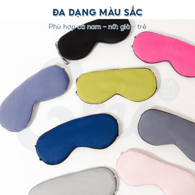 Bịt mắt ngủ lụa 2 mặt EMA, miếng che mắt ngủ cao cấp 2 mặt ấm mát có có quai đeo điều chỉnh