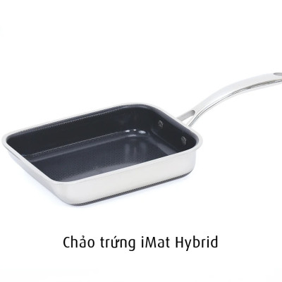 [Hàng chính hãng-iMat hybrid] Chảo chiên  trứng vuông 15cm iMat Hybrid, chống dính gốm Ceramic đen 