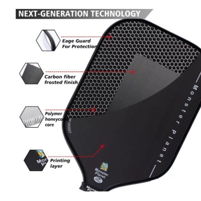 ￼1 Vợt Pickleball Mars Monster Planet Mặt Nhám Carbon Đánh Bao Ngon - Sport Tim Cán Vợt Tim Cán Vợt