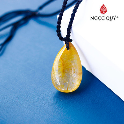 Mặt dây chuyền hình giọt nước thạch anh tóc vàng - Ngọc Quý Gemstones