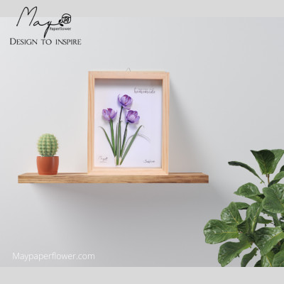 Tranh hoa giấy handmade trang trí cao cấp [20x25] cm - HOA NGHỆ TÂY Maypaperflower Hoa giấy nghệ thuật