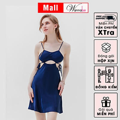 Đầm ngủ WANNABE DNS84 váy ngủ 2 dây cutout chân ngực eo, thắt nơ 2 bên hông mang lại vẻ quyến rũ xinh đẹp cho người mặc