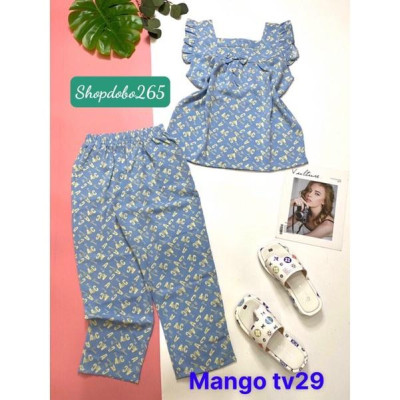 Đồ bộ nữ,đồ ngủ mặc nhà lửng 9 tấc vải lụa mango cao cấp BL 21 họa tiết dễ thương size 47-60kg.