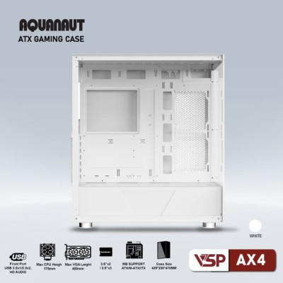 Vỏ Máy Tính Case VSP AX4 Aquanaut ATX Gaming (Black/White) - Hàng Chính Hãng 
