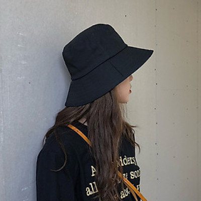 Mũ rộng vành trơn đơn giản dễ phối đồ, vành rộng chống nắng, chất liệu vải mềm mại, thoải mái - Hạnh Dương