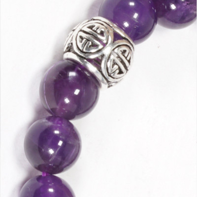 Vòng đá Thạch Anh Tím phối charm bạc (8mm) Ngọc Quý Gemstones