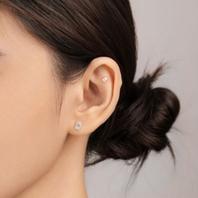 Khuyên Tai Vàng 14KY chuôi bi vặn Korean Style (V0179) - MOON Jewelry