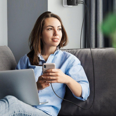 Ugreen UG70773CD224TK 65W 3C + 1A PD3.0 GaN sạc siêu nhanh 4 cổng 3x type C và 1x A màu đen - HÀNG CHÍNH HÃNG