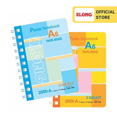 Sổ kẻ ngang lò xo kép bìa nhựa KLONG A6 200 trang 70/92; MS: 364