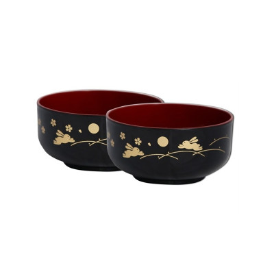 Bát tròn Tanaka sơn mài in họa tiết sang trọng nội địa Nhật Bản