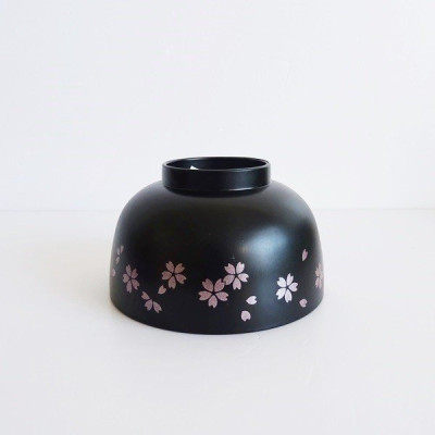 Combo bát nhựa tròn họa tiết hoa anh đào Ø11×6.5cm + miếng bọt biển nhà bếp - made in Japan