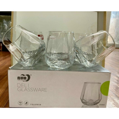 BỘ 6 CỐC THỦY TINH UỐNG NƯỚC HOẶC RƯỢU TÂY VÂN KIM CƯƠNG CAO CẤP